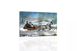 The Road-Winter, Currier And Ives - CANVAS OR PRINT WALL ART - Picture 1 of 2