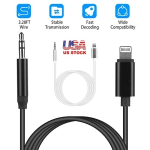 3.5mm Jack Aux Cable Cord To 8 Pin Stereo Audio Car Music Adapter For iPhone - Picture 1 of 14