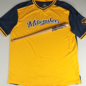 Milwaukee Brewers Majestic Cool Base New Men's L/G/G t-Shirt + Souvenir Mini-Bat