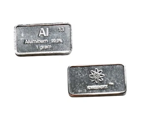 Lingote de metal de aluminio, muestra de elemento de aluminio, lingotes de aluminio de 1 gramo 99,9 % - Imagen 1 de 3