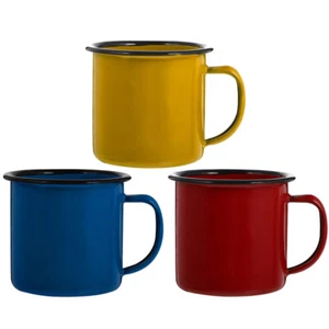 Tazze smaltate colorate 3 pezzi tazze acqua con manico stile vintage - Foto 1 di 12