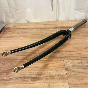 1995 Trek OCLV Carbon Road Fork 700C 1-inch Threaded 194mm Steerer Ice Green - Picture 1 of 13