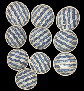 SET OF 10 ATRIA WARE PORCELAIN POTTERY FISH BOWLS REIBOGAMA KIKYO JAPAN SIGNED - Picture 1 of 5
