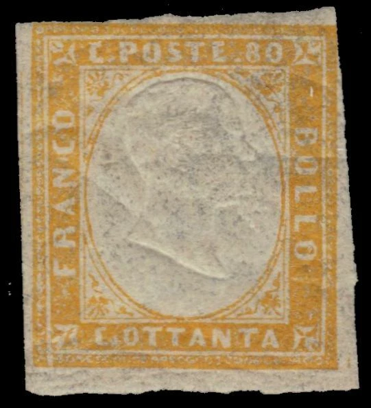 SARDINIA 14a - King Victor Emmanuel II "186o Yellow" (pa66741) $27.50 - Image 1 of 1
