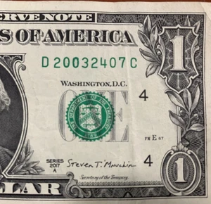 2003 24 July: Birthday Note One Dollar Bill Fancy Serial Number D 2003-24-07 C - Picture 1 of 3