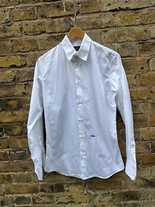 DSQUARED Mens Shirt Small Long Sleeve Cotton Slim Fit White London - Picture 1 of 5