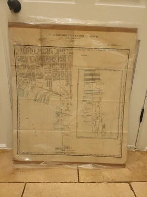 Mapa. Levantamento topográfico da cidade de Baltimore HT Douglas. 1895. Área de Cantão - Imagem 1 de 4