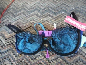 Cosmopolitan blue & black lace bra size 34B - Picture 1 of 3