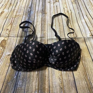 Aerie Womens Size 34D Black Paisley Floral Print Padded Push Up Bra - Picture 1 of 4