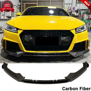 Fit For Audi TT RS 2016-2019 REAL CARBON FIBER Front Bumper Lip Spoiler Splitter - Foto 1 di 12