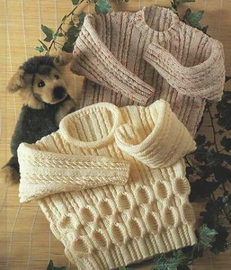 Childs Boys Girls Aran Knitting Pattern Sweater 23-32" 303 - Picture 1 of 1
