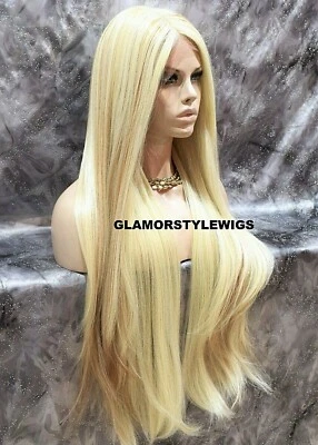PELUCA COMPLETA DELANTERA DE ENCAJE 39" EXTRA LARGA RECTA CAPAS RUBIA CLARA MEZCLA CALOR OK Foto 1 de 4