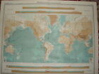 1920 Grand Carte Bathy Orographical Monde 23 Inches X 18