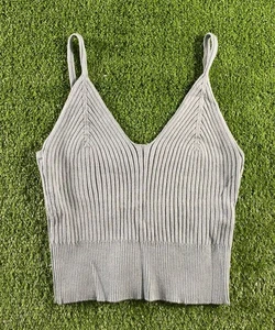 Camiseta sin mangas recortada de punto acanalado negra lisa talla grande de Calvin Klein para mujer nueva - Imagen 1 de 9