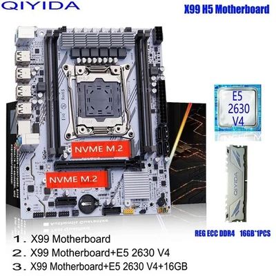 Kit Carte Mère QIYIDA X99 LGA2011-3  Xeon E5 2630 V4 DDR4 16Go REG ECC NVMe M.2 - Photo 1/4