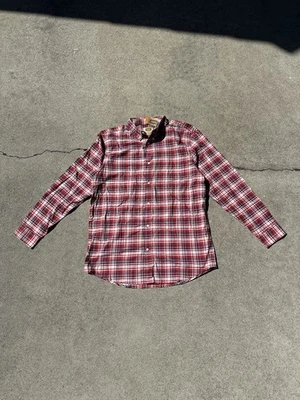 Camisa de fundición para hombre XLT a cuadros manga larga abotonada roja azul marino cuello preppy Foto 1 de 4