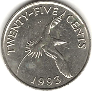Veinticinco centavos 1993 ~ Bermudas ~ B-7018 - Imagen 1 de 4