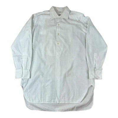 1930s 40s Shirt White striped Pullover half placket French workwear sanforized M - Image 1 of 4