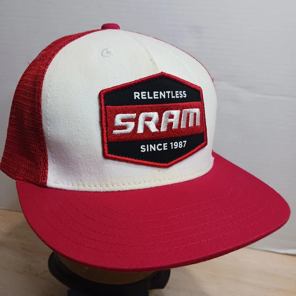 SRAM Trucker Hat Cap Red White SnapBack Mesh Cycling Bicycle Relentless - Image 1 of 4