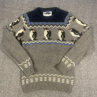 Urban Outfitters Character Hero Penguin  Knit Gray Cotton Blend Sweater XS-TP - Image 1 of 4