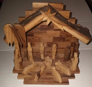 Belén vintage tallado a mano MADERA DE OLIVO de Belén Israel - Imagen 1 de 5