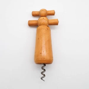 Vtg French Double Twist Wooden Corkscrew Wine Bottle Opener Barware - Picture 1 of 4