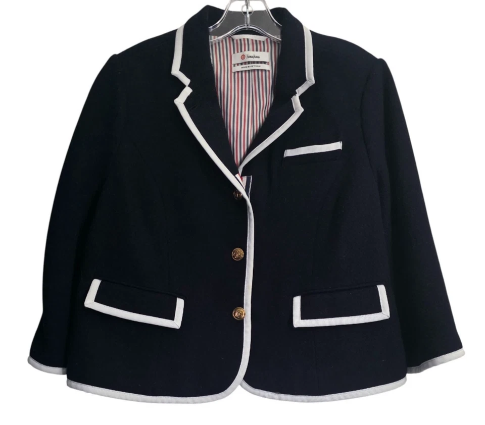 Chaqueta para mujer Thom Browne Neiman Marcus 2XL negra recortada Blazer Preppy Foto 1 de 4