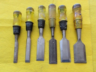 Lot of6 Vintage Stanley No. 60 Wood Chisel Set USA - Image 1 of 4