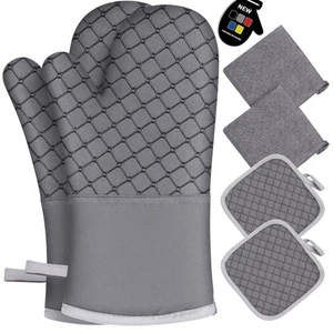 6 Pcs Oven Mitts and Pot Holders, 500℉ Heat Resistant Oven Mitts with Kitchen... - Picture 1 of 7