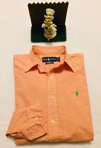 Ralph Lauren Classic Fit L/S B/U White and Orange Striped Mens Shirt 15 32/33 - Picture 1 of 4