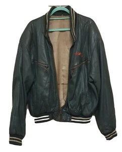 Lederjacke im Vintage College-Stil Unisex XXL (grün) - Bild 1 von 4