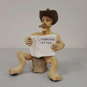 Tom Schoolcraft Sculpture Cowboy Reading Rush Limbaugh Letter Handmade Folk Art