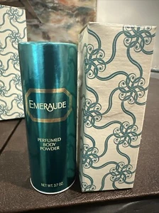 RARE Vintage 1970s Coty Emeraude Talcum Powder 3.7 oz Sealed in Original Box MCM - Picture 1 of 5
