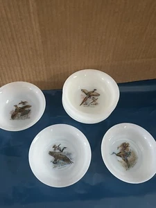 8 Vintage FIRE KING Water Fowl 5” Bowls Duck Pheasant Geese Grouse Cereal - Picture 1 of 5