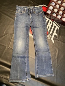 Girls Old Navy Boot Cut Adjustable Waist Jeans Size 7 Dark Demin - Picture 1 of 4