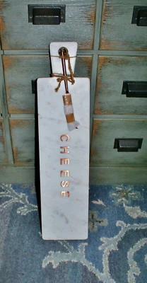 TABLERO DE QUESOS WILLIAMS-SONOMA MÁRMOL Y COBRE CON CUCHILLO Foto 1 de 3