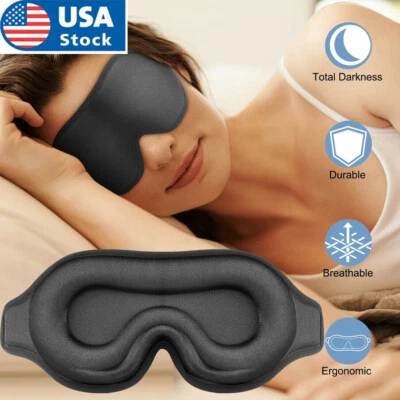 3D Travel Silk Eye Mask Sleeping Soft Padded Shade Cover Rest Relax Blindfold - Image 1 of 4