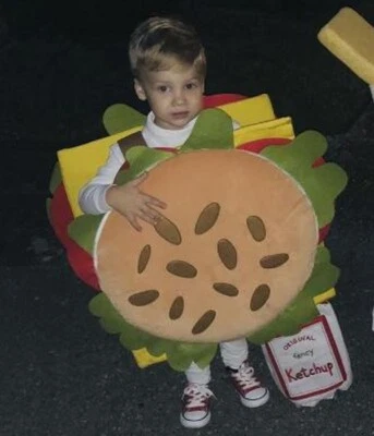 POTTERY BARN KIDS HAMBURGER CHEESEBURGER COSTUME 2-3/4-6/7-8 (KETCHUP TREAT BAG) - Изображение 1 из 4