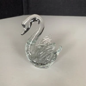 Vintage mundgeblasene Kunst Glas Schwan Figur Briefbeschwerer 3,5" kristallklar - Bild 1 von 7