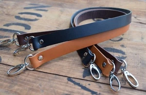 Replacement Leather Shoulder Bag Strap19mm wide 900mm long, nickel silver clasps - Imagen 1 de 15
