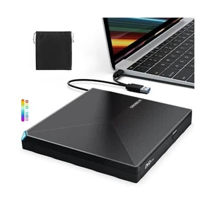 External CD DVD +/-RW Drive USB 3.0 Type C Portable CD/DVD Player Burner Read... - Picture 1 of 9