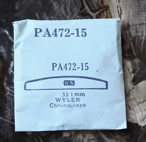 Reloj cronógrafo vintage Wyler NOS cristal 33,1 mm G-S parte PA472-15 en paquete - Imagen 1 de 1
