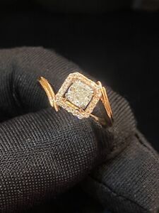 Stunning 0.75 Cts Cushion Round Shape Diamonds Engagement Halo Ring In 14K Gold
