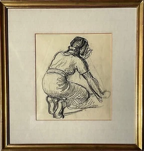 Charles L’Eplattenier (1874-1946) Originalzeichnung Wäscherin curiosa - Bild 1 von 12