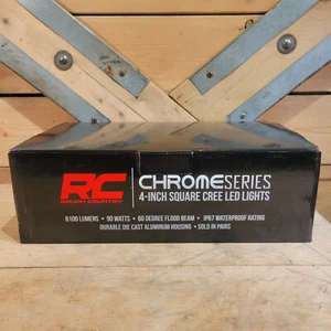 Rough Country 4" Cree LED Lights Pair Square 8100 Chrome Series   Swanky Barn - Picture 1 of 12