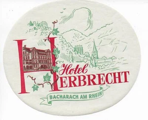 Hotel Herbrecht Bacharach am Rhein Germany unbenutzt Vintage Kofferaufkleber - Bild 1 von 1