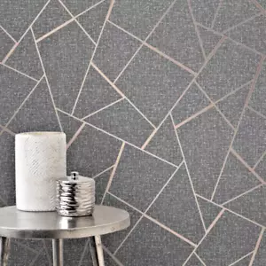 Wallpaper Copper Gray Fractal Glitter Fine Decor Luxury Textured Vinyl FD42283 - Picture 1 of 10