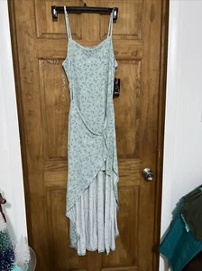 No Boundaries Light Green Floral Walk-Through Maxi Dress XL - Picture 1 of 12