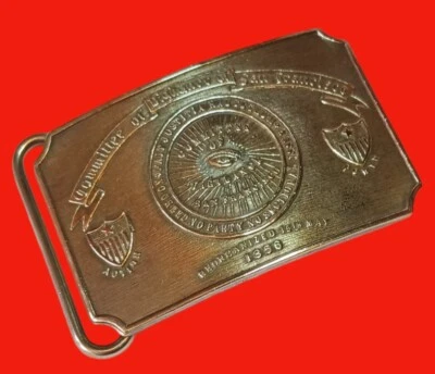 Hebilla de cinturón vintage de latón del Comité de Vigilancia de San Francisco Fort Gunnybags Foto 1 de 4