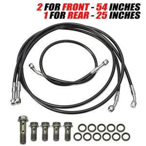 Steel Braided Front + Rear Brake Lines For 1990-2006 Yamaha Banshee 350 YFZ 350 - Picture 1 of 11